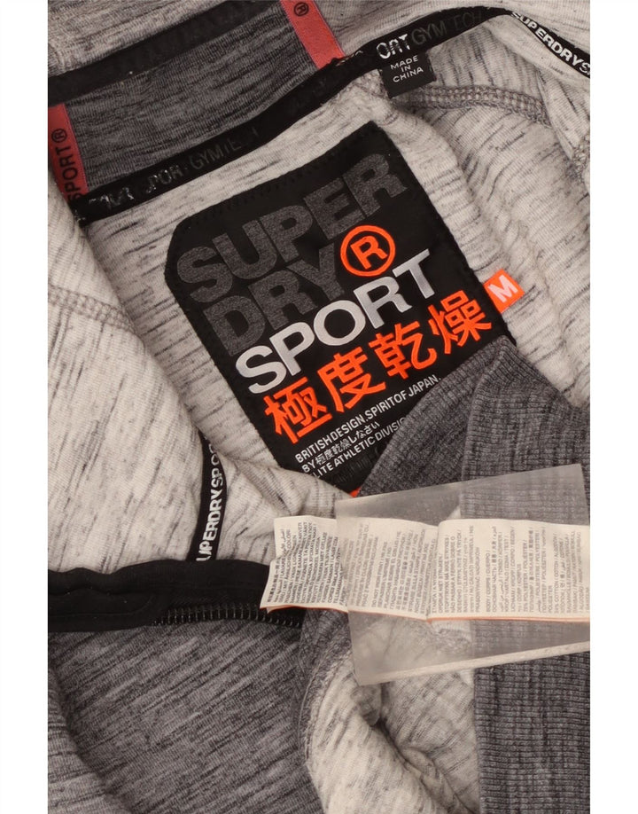 Pulover Superdry pentru bărbați, cu grafic cu fermoar, poliester cu pături, gri mediu