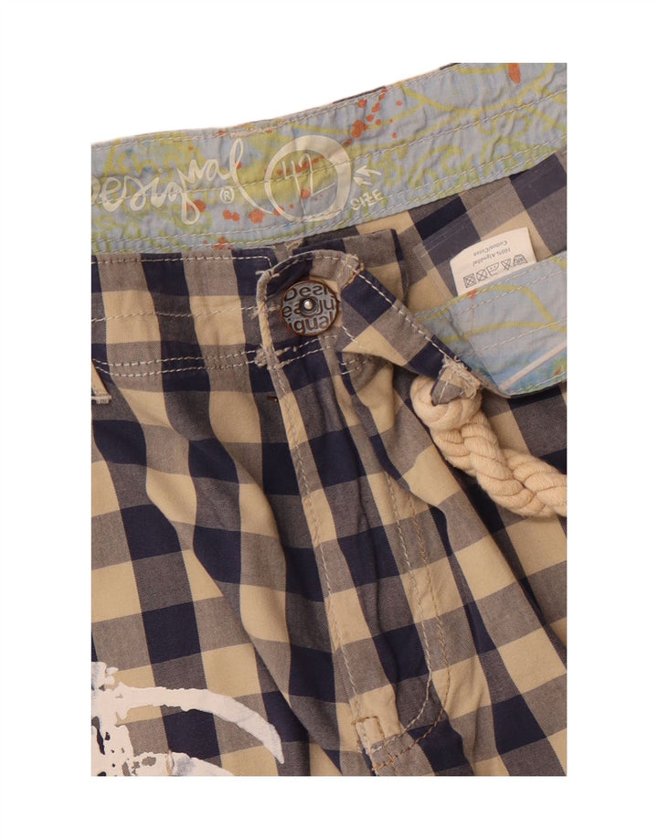 Pantaloni scurti cargo grafic Desigual pentru femei EU 42 Large W34 Vichy albastru bleumarin