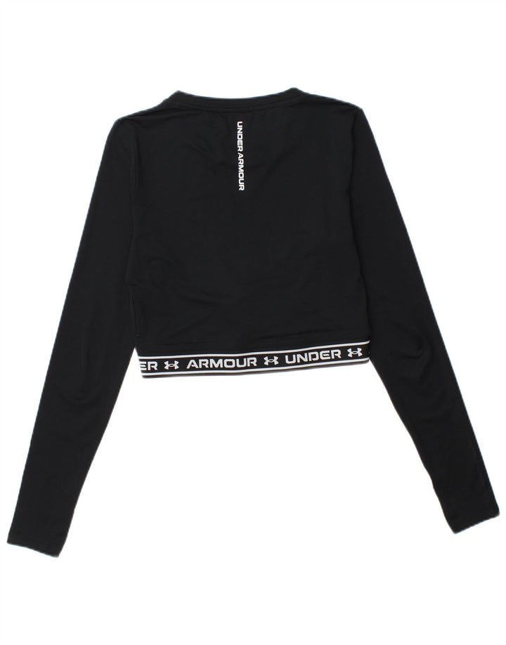 Under Armour Crop Graphic Top pentru femei cu mânecă lungă UK 10 Small Black