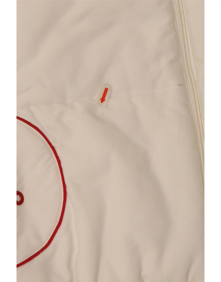 Jachetă căptușită cu grafică Adidas pentru femei UK 16, mare, alb, poliester