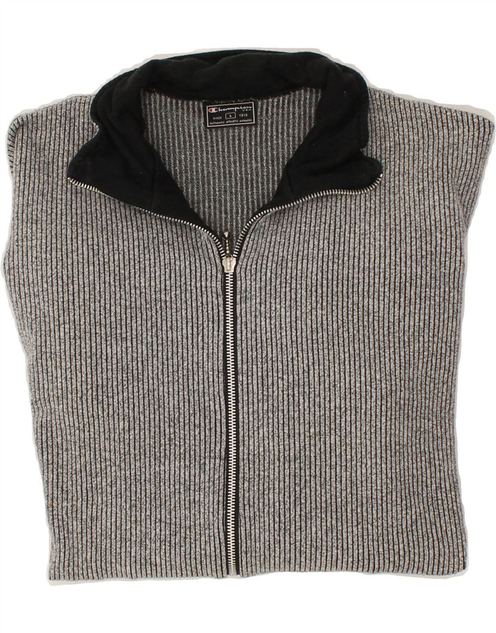 CHAMPION Mens Cardigan Sweater Large Grey Cotton Vintage Champion and Second-Hand Champion from Messina Hembry 