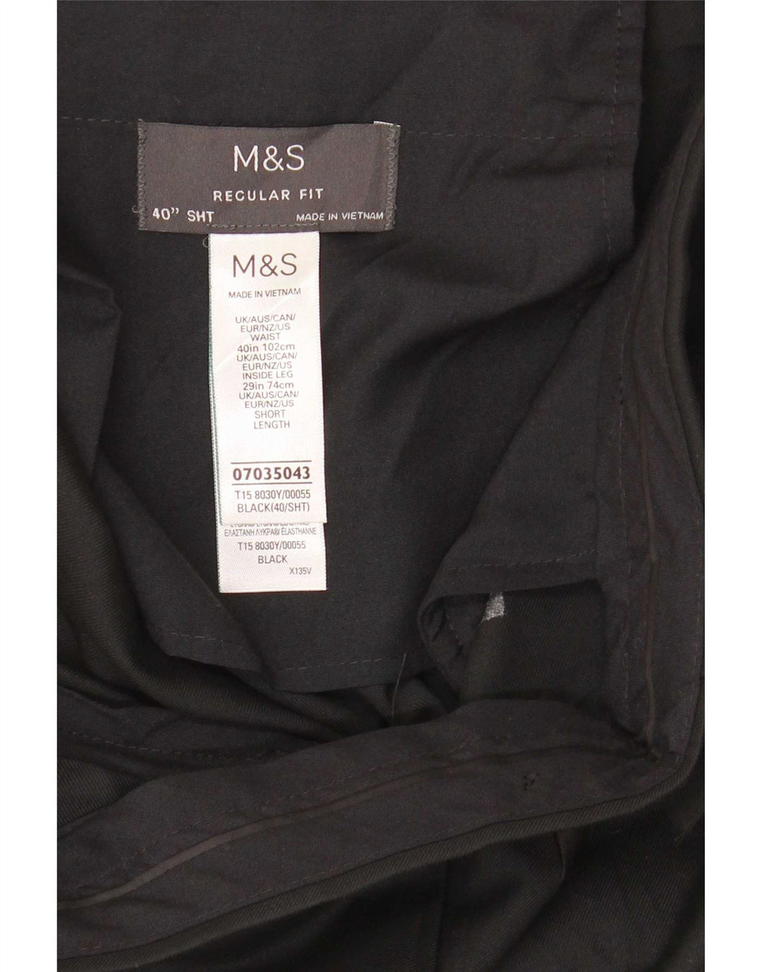 Pantaloni de costum pentru bărbați Marks & Spencer, cu ajustare normală, L40 L29, poliester negru