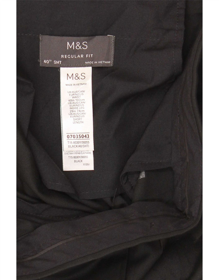 Pantaloni de costum pentru bărbați Marks & Spencer, cu ajustare normală, L40 L29, poliester negru