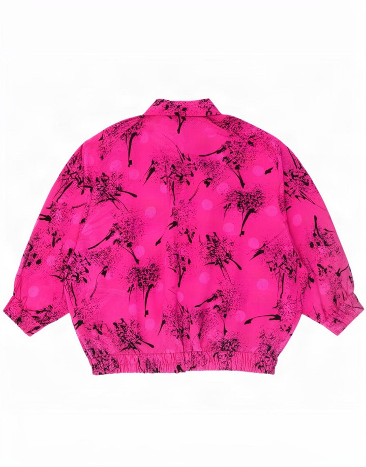 Bluză de cămașă cu model abstract pentru femei vintage EU 50 3XL poliester roz
