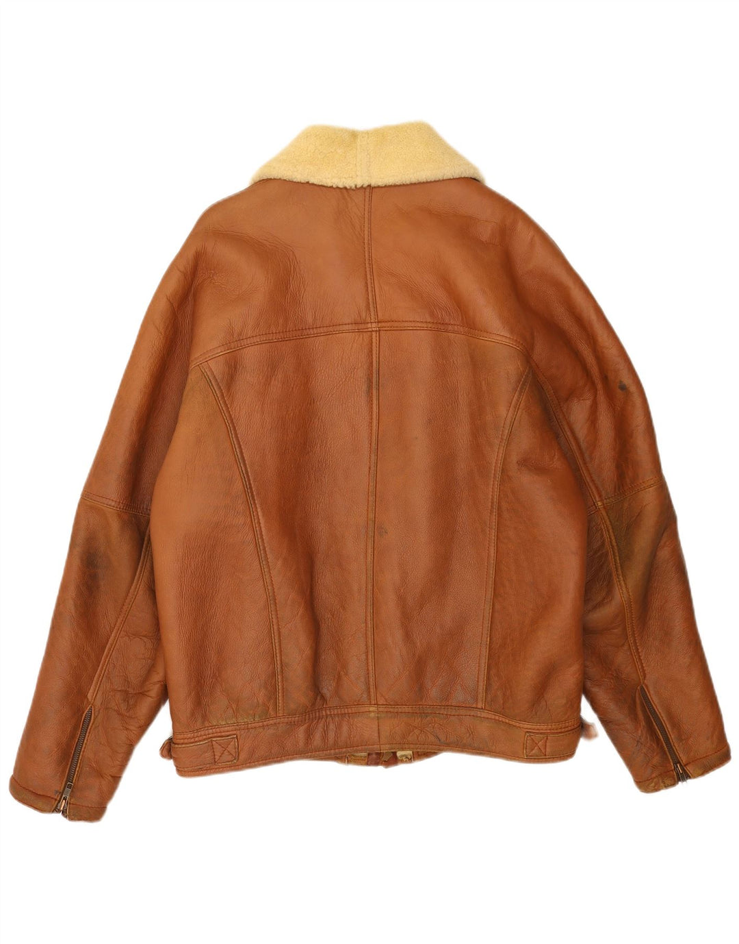 Jachetă vintage pentru bărbați din shearling IT 54 2XL din piele maro