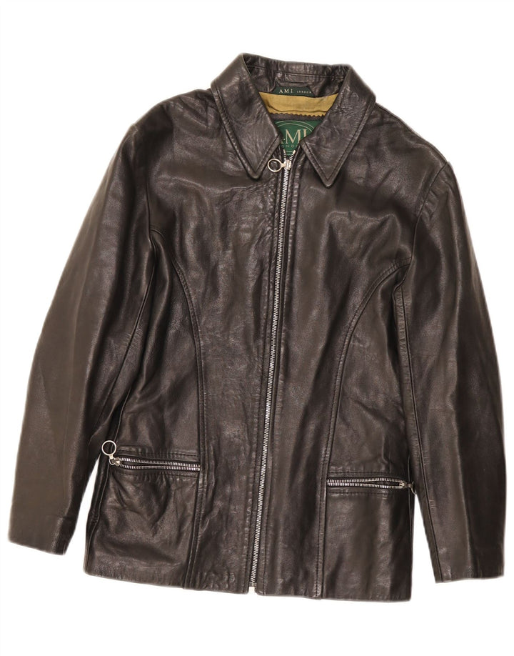 Geacă de piele AMI pentru femei UK 10 Small Black