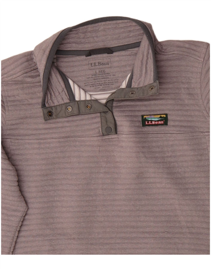 L.L.Bean Pulover pentru femei cu gât cu nasturi, UK 16, mare, gri, poliester