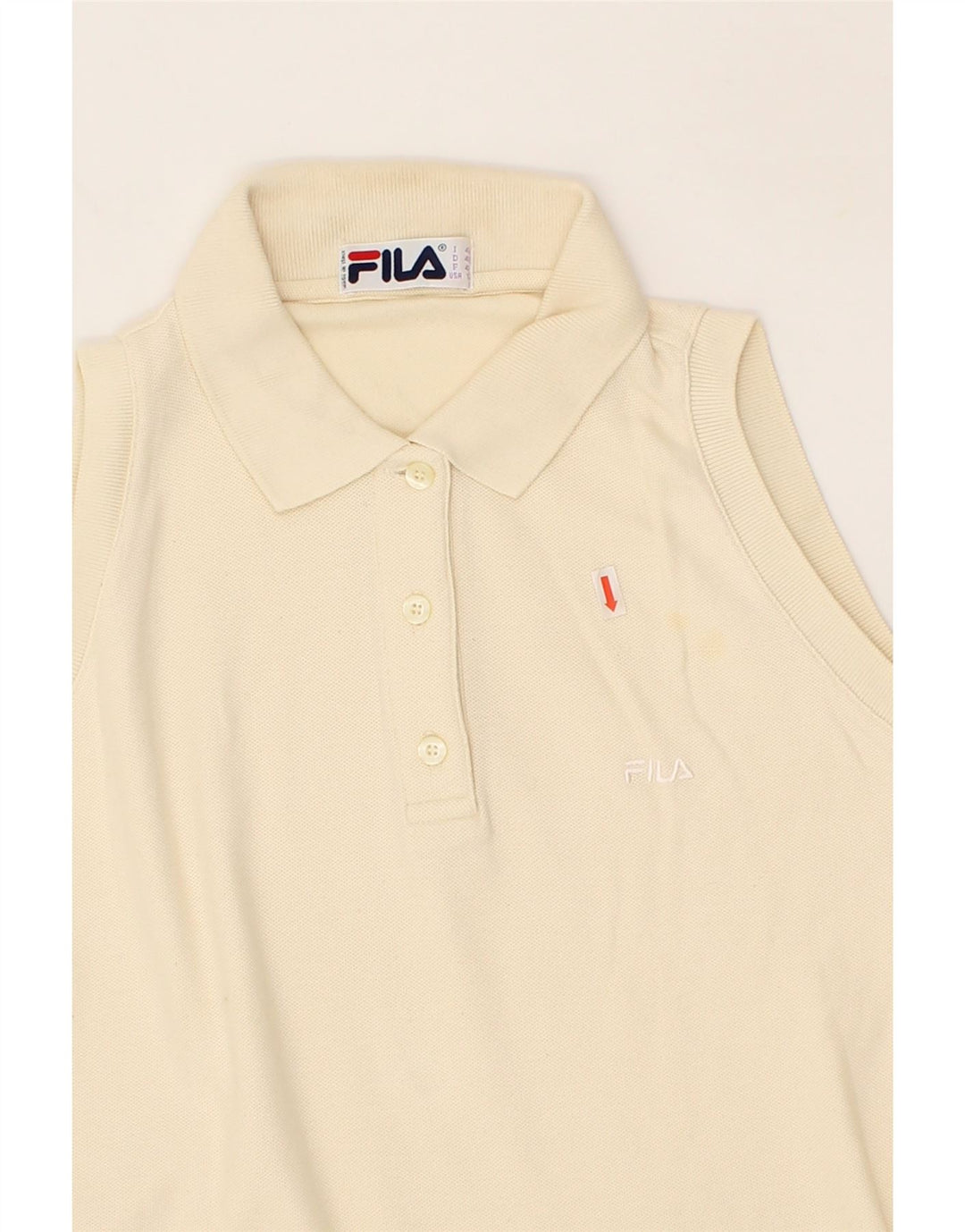 FILA Womens Sleeveless Polo Shirt EU 42 Large Off White Vintage Fila and Second-Hand Fila from Messina Hembry 