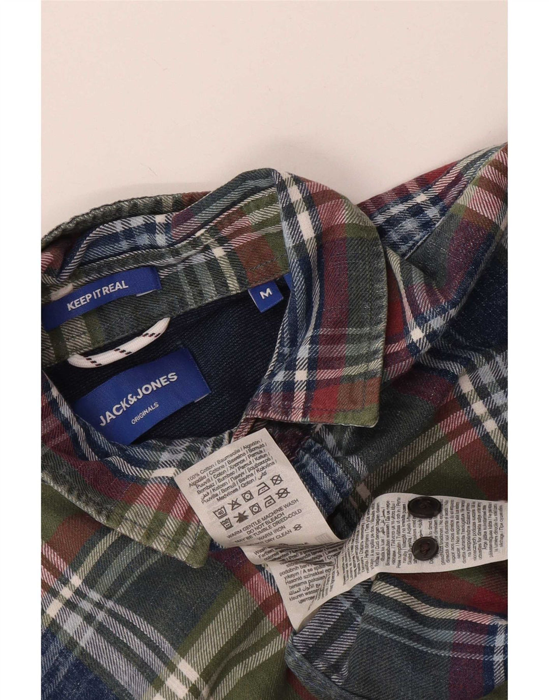 Cămașă de flanel Jack & Jones pentru bărbați, bumbac cu carouri verde mediu
