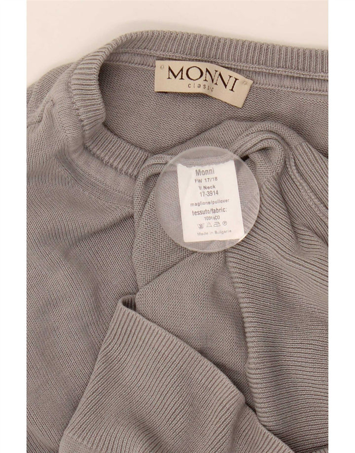 Pulover vintage pentru bărbați cu decolteu în V, mare, gri bumbac
