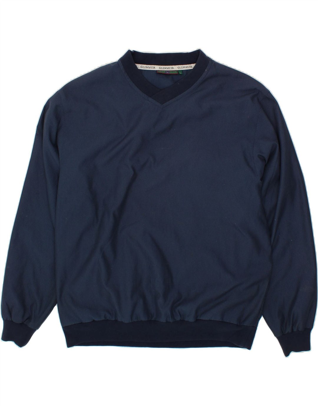 GLENMUIR Mens Pullover Tracksuit Top Large Navy Blue Check Polyester Vintage Glenmuir and Second-Hand Glenmuir from Messina Hembry 