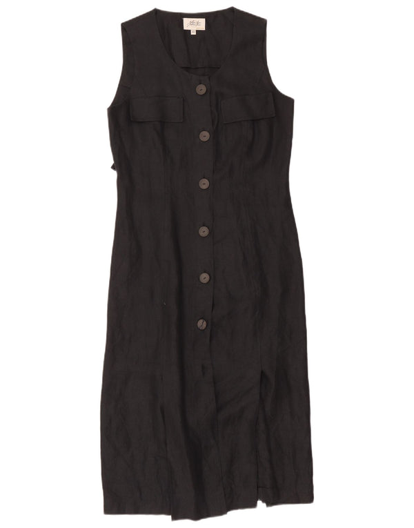 Rochie cămașă vintage fără mâneci pentru femei IT 42 Medium Black Herringbone