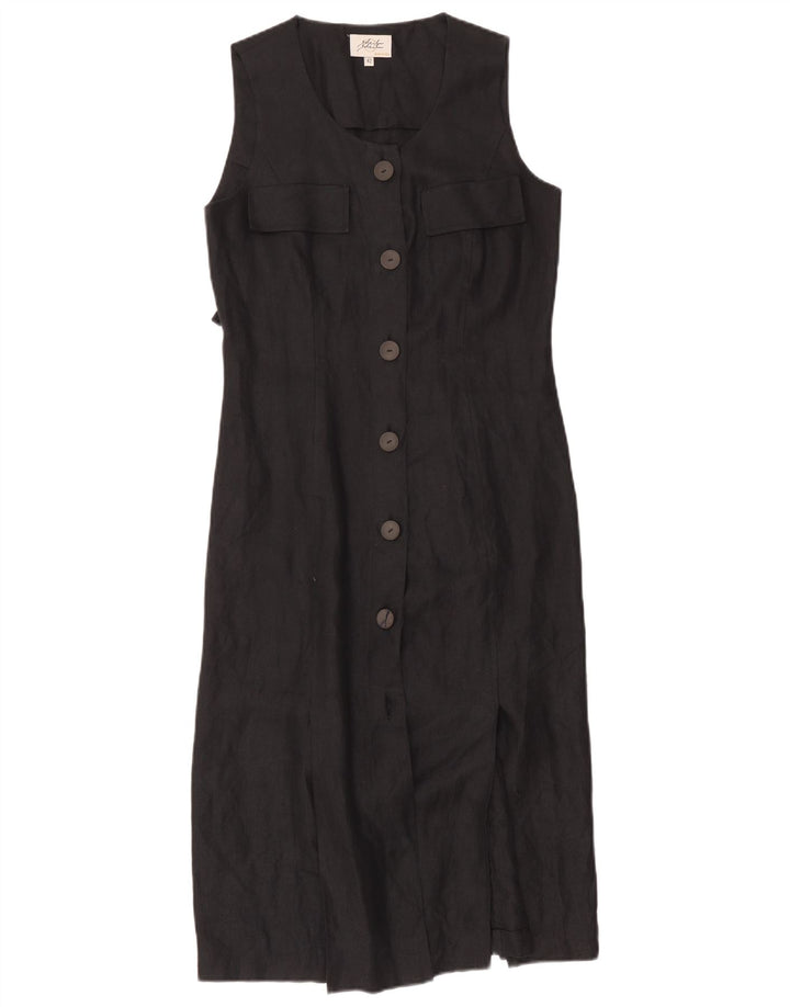 Rochie cămașă vintage fără mâneci pentru femei IT 42 Medium Black Herringbone