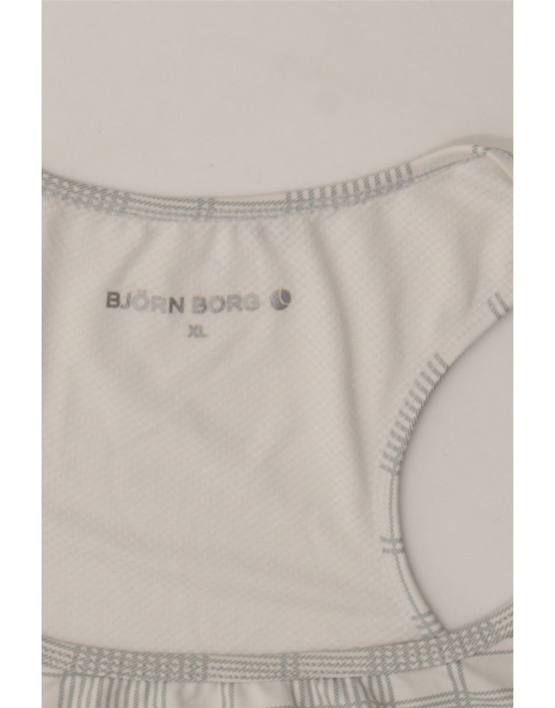 BJORN BORG Womens Vest Top UK 18 XL White Check Vintage Bjorn Borg and Second-Hand Bjorn Borg from Messina Hembry 