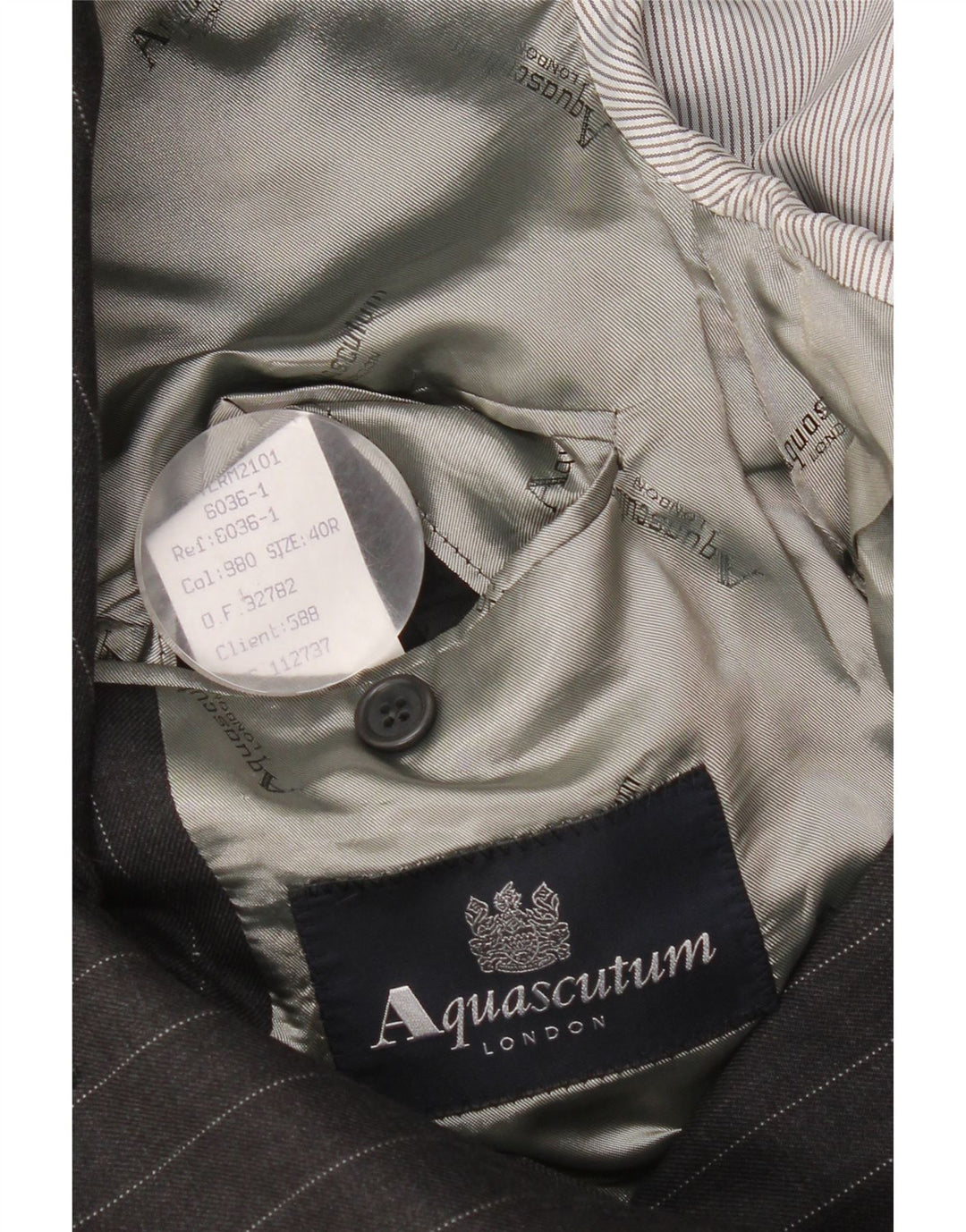 Jachetă pentru bărbați Aquascutum cu 3 nasturi, UK 40, lână mare, gri cu dungi