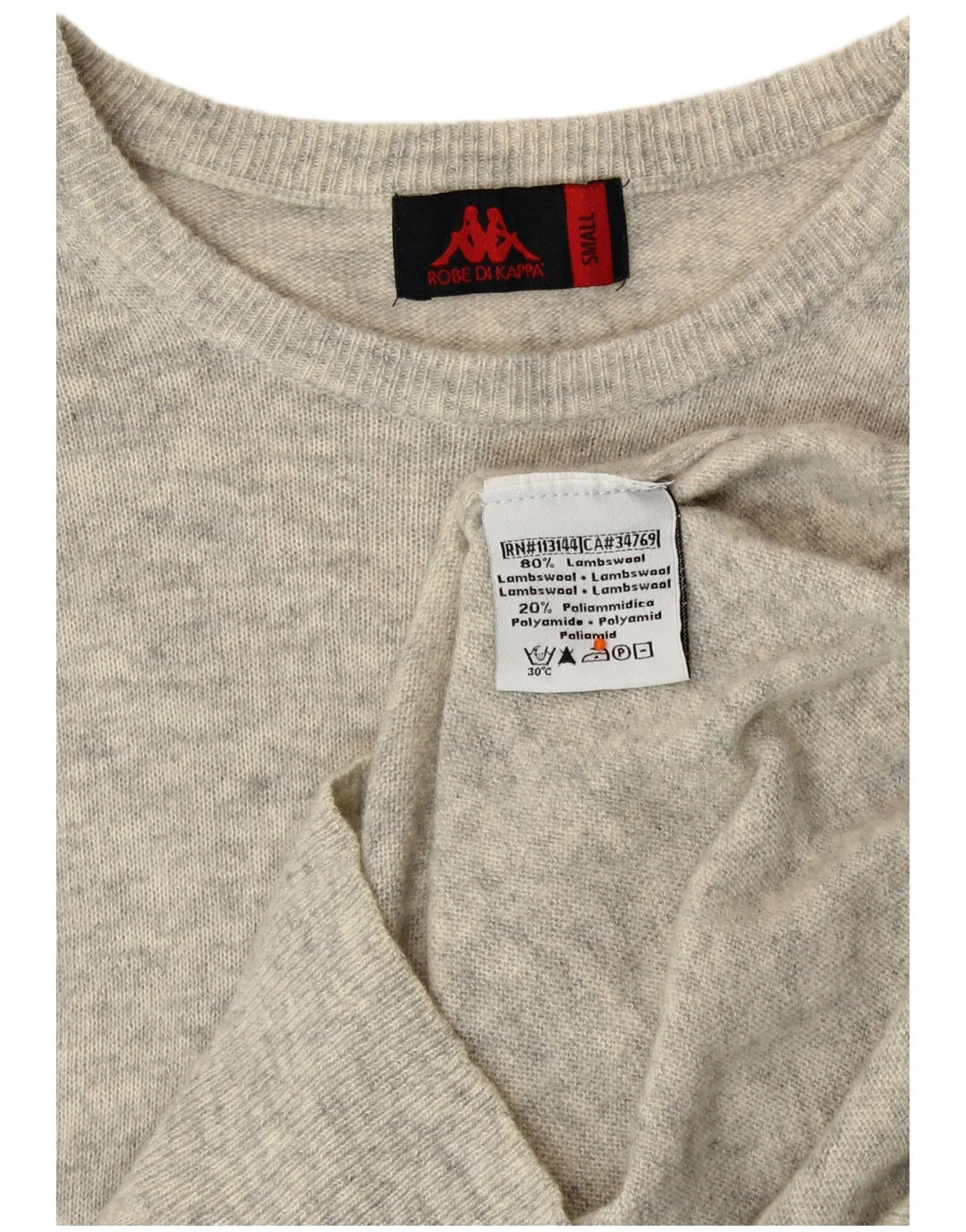 Pulover KAPPA pentru bărbați, cu gât de barcă, din lână de miel, gri mică