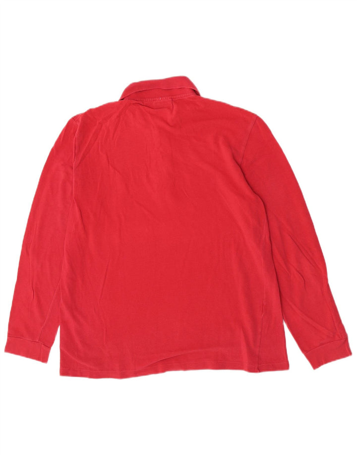 Tricou polo pentru bărbați Lacoste cu mânecă lungă, mărime 4, bumbac roșu mediu