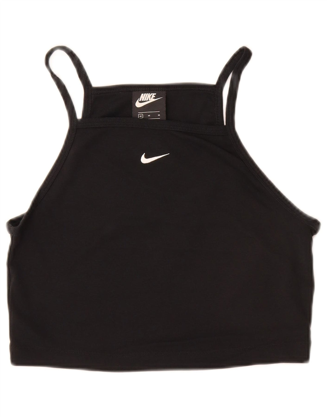 Top crop pentru fete NIKE 10-11 ani, bumbac mediu negru