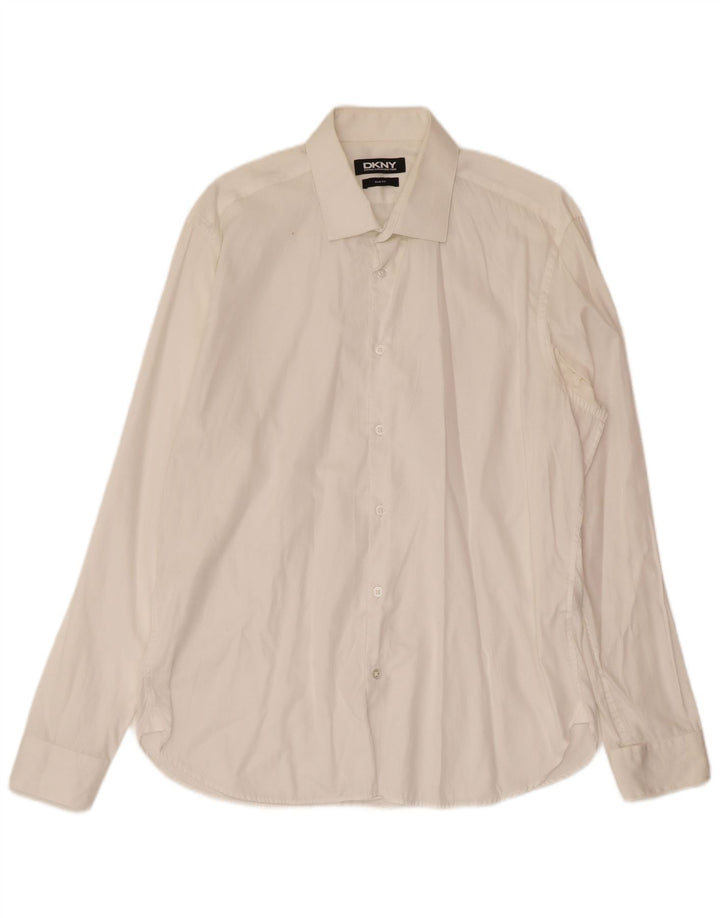 Cămașă Slim Fit Dkny pentru bărbați, bumbac alb mediu