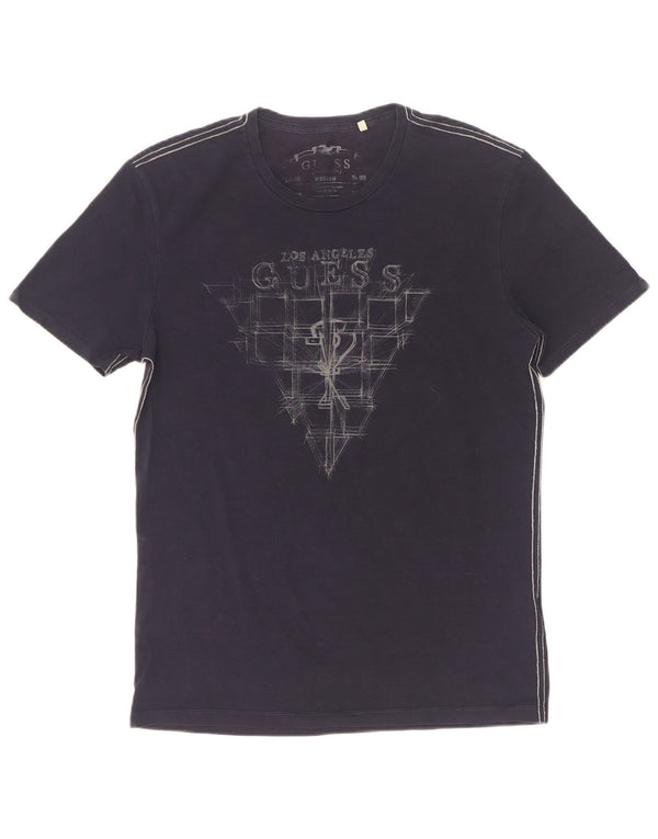 Tricou grafic Guess pentru bărbați Top UK 36 mic Bumbac bleumarin