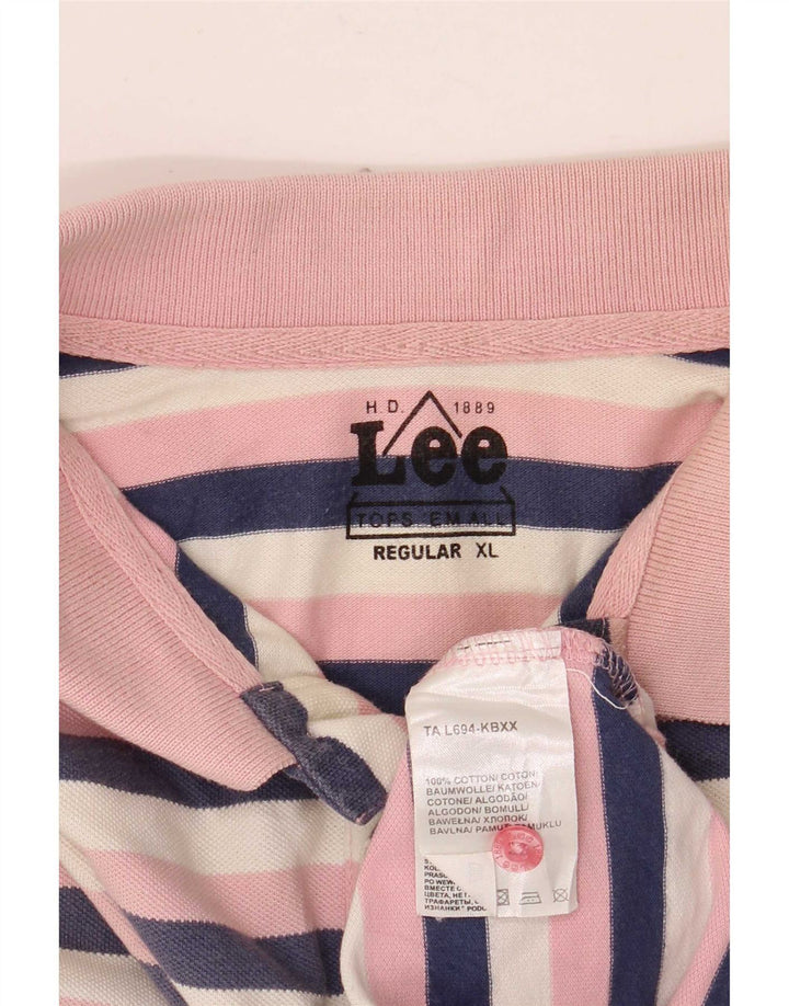 Tricou polo Lee pentru bărbați XL, bumbac cu dungi multicolore