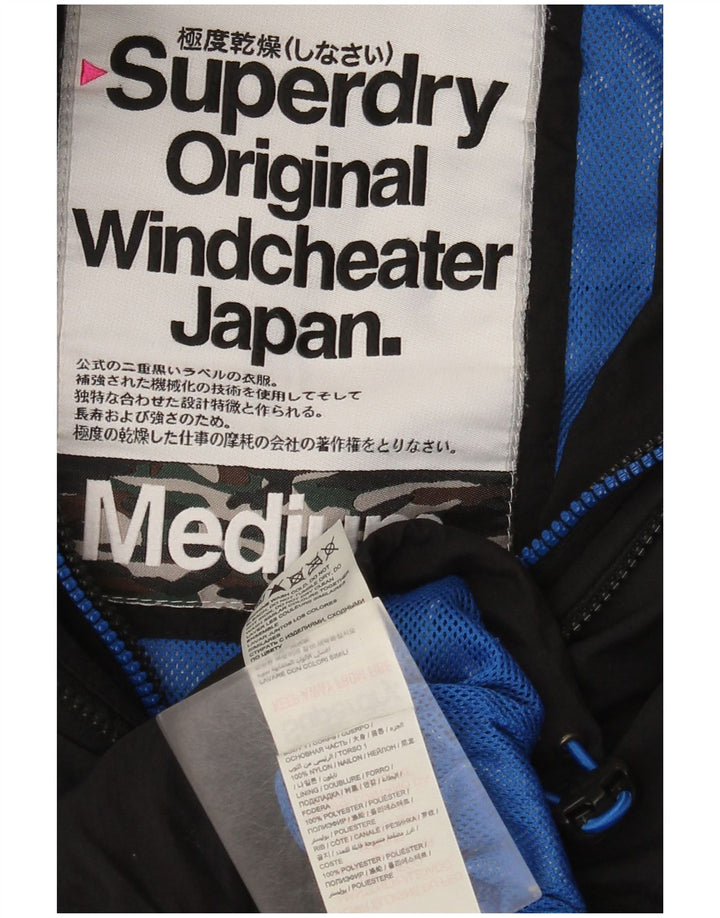 Jachetă de ploaie cu glugă Superdry Windcheater pentru femei UK 14 Medium Black Nylon