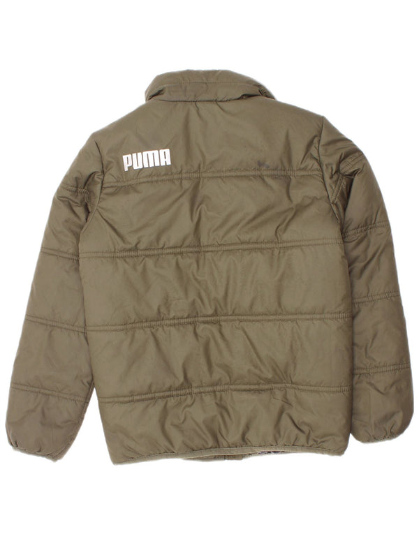 Jachetă căptușită cu grafică Puma Boys 5-6 ani Kaki Poliester