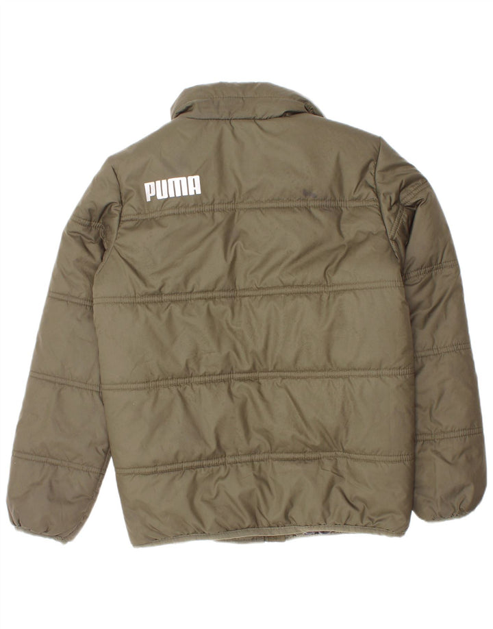 Jachetă căptușită cu grafică Puma Boys 5-6 ani Kaki Poliester