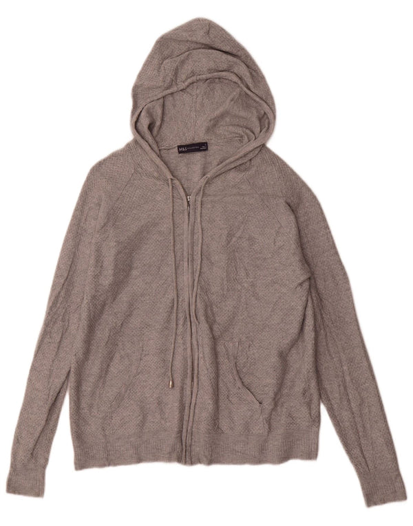 Pulover cardigan cu glugă pentru femei Marks & Spencer UK 10 mic, gri, viscoză