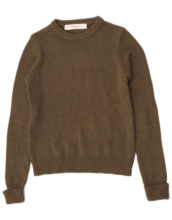 Pulover pentru femei Zara cu gât de barcă UK 12 Medium Khaki Acrilic