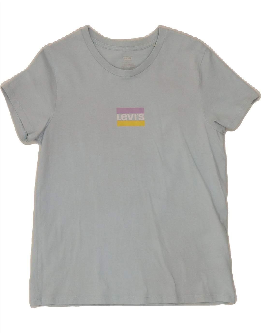 LEVI'S Womens Graphic T-Shirt Top UK 12 Medium Blue Cotton Vintage Levi's and Second-Hand Levi's from Messina Hembry 