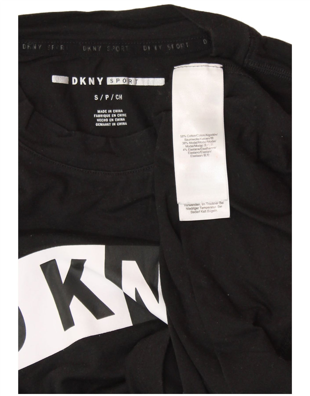 DKNY Femei Graphic Vest Vest Top UK 10 Small Negru Bumbac