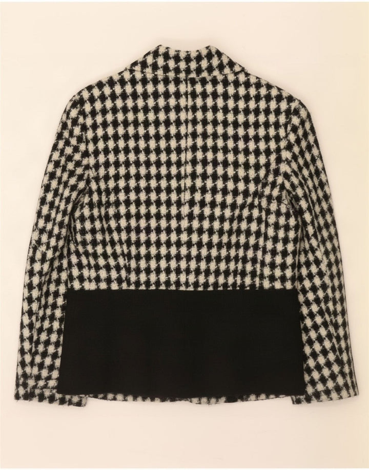 Vintage Womens 3 Button Blazer Jacket UK 12 Medium Black Houndstooth