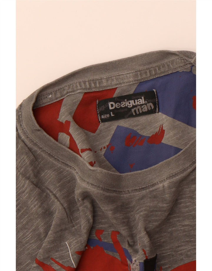Tricou grafic DESIGUAL pentru bărbați Top mare gri cu pete