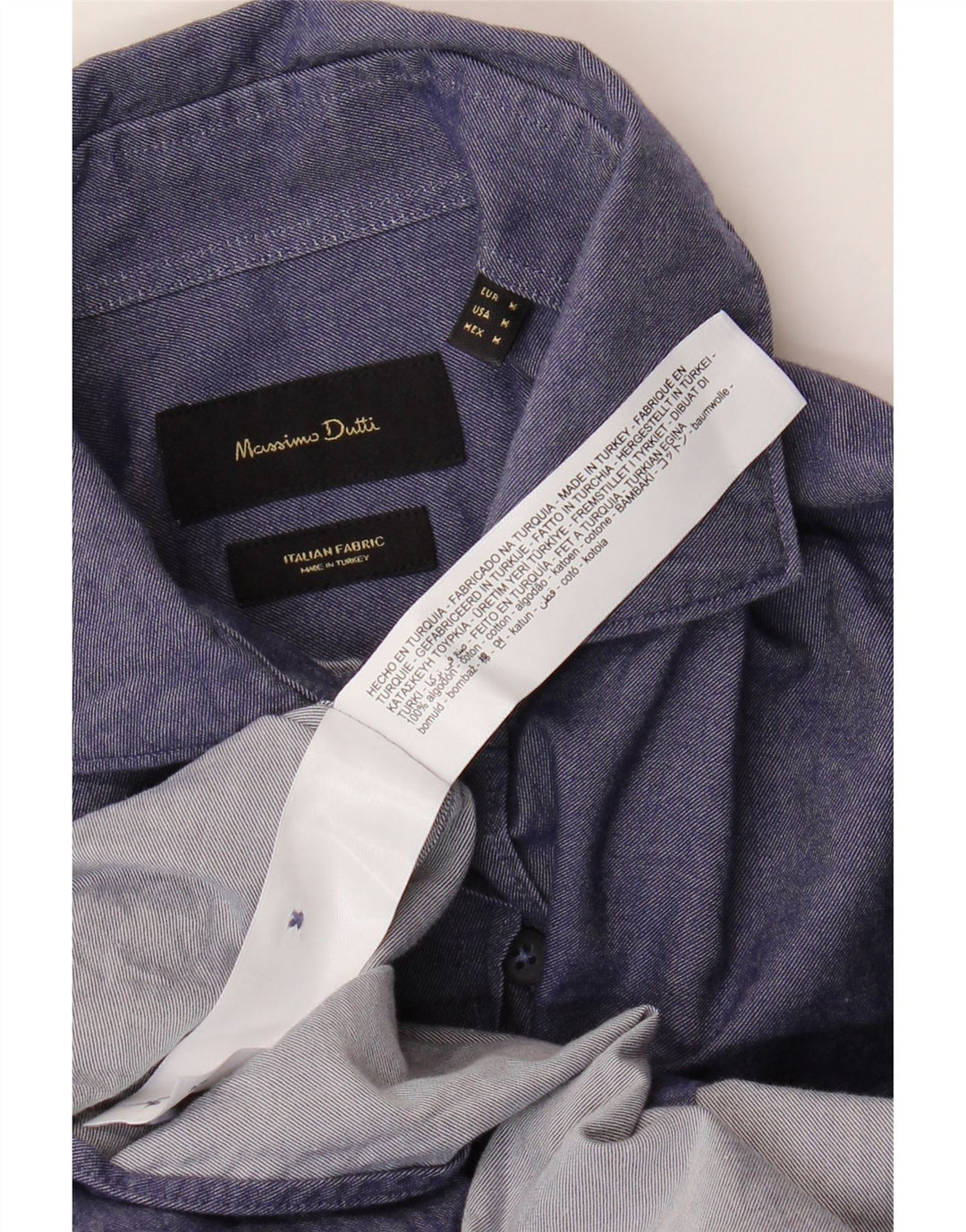 Cămașă Massimo Dutti pentru bărbați, bumbac, albastru bleumarin mediu