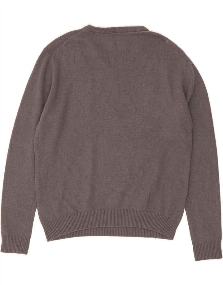 JOULES Mens V-Neck Jumper Sweater Large Grey Wool Vintage Joules and Second-Hand Joules from Messina Hembry 