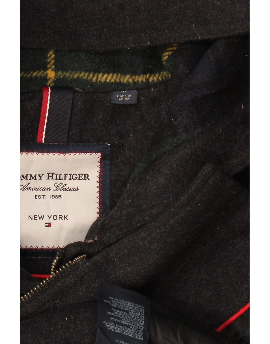 Palton cu glugă pentru femei Tommy Hilfiger UK 10 Lână gri mică