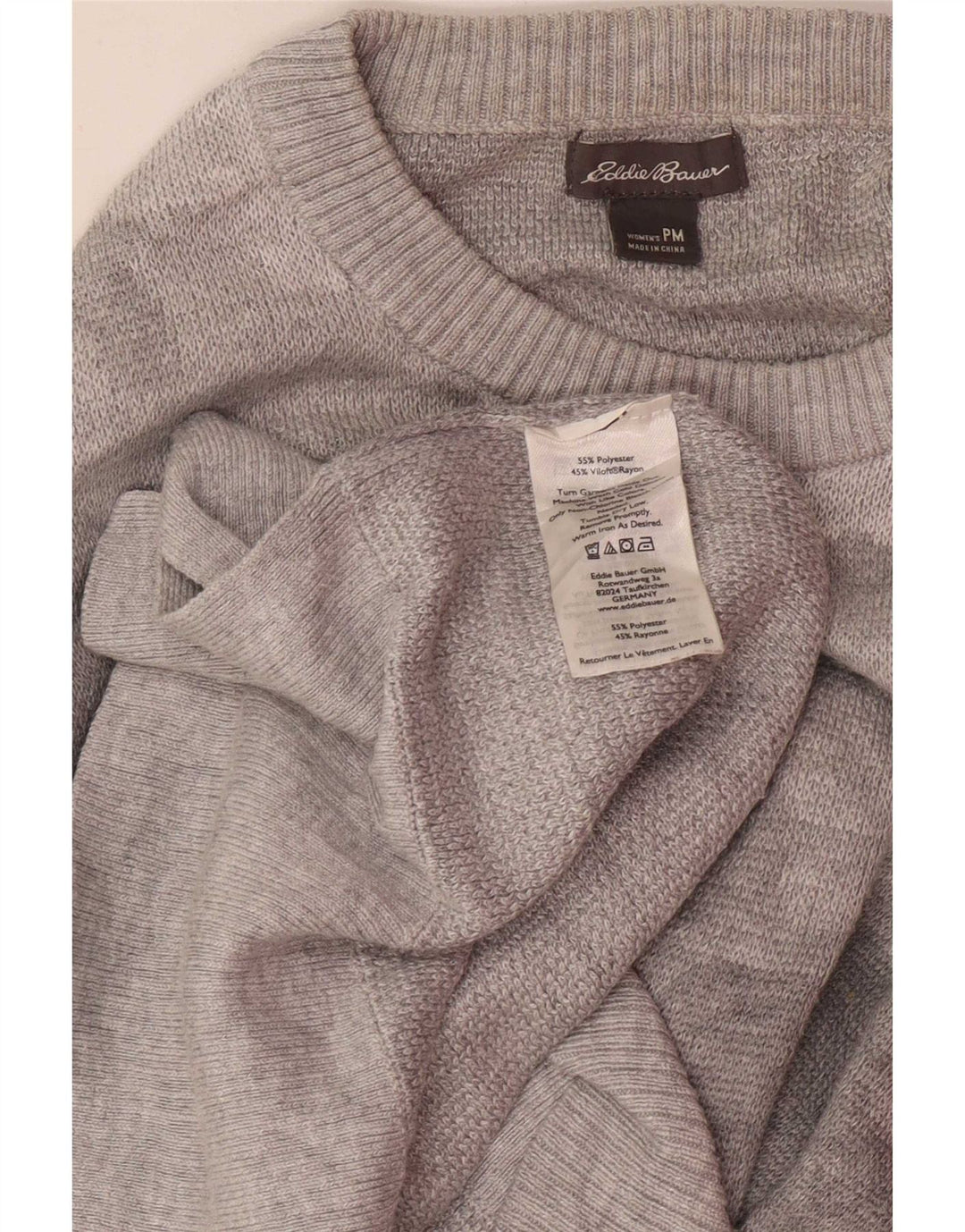 Eddie Bauer Pulover cu decolteu rotund pentru femei, UK 14, gri mediu