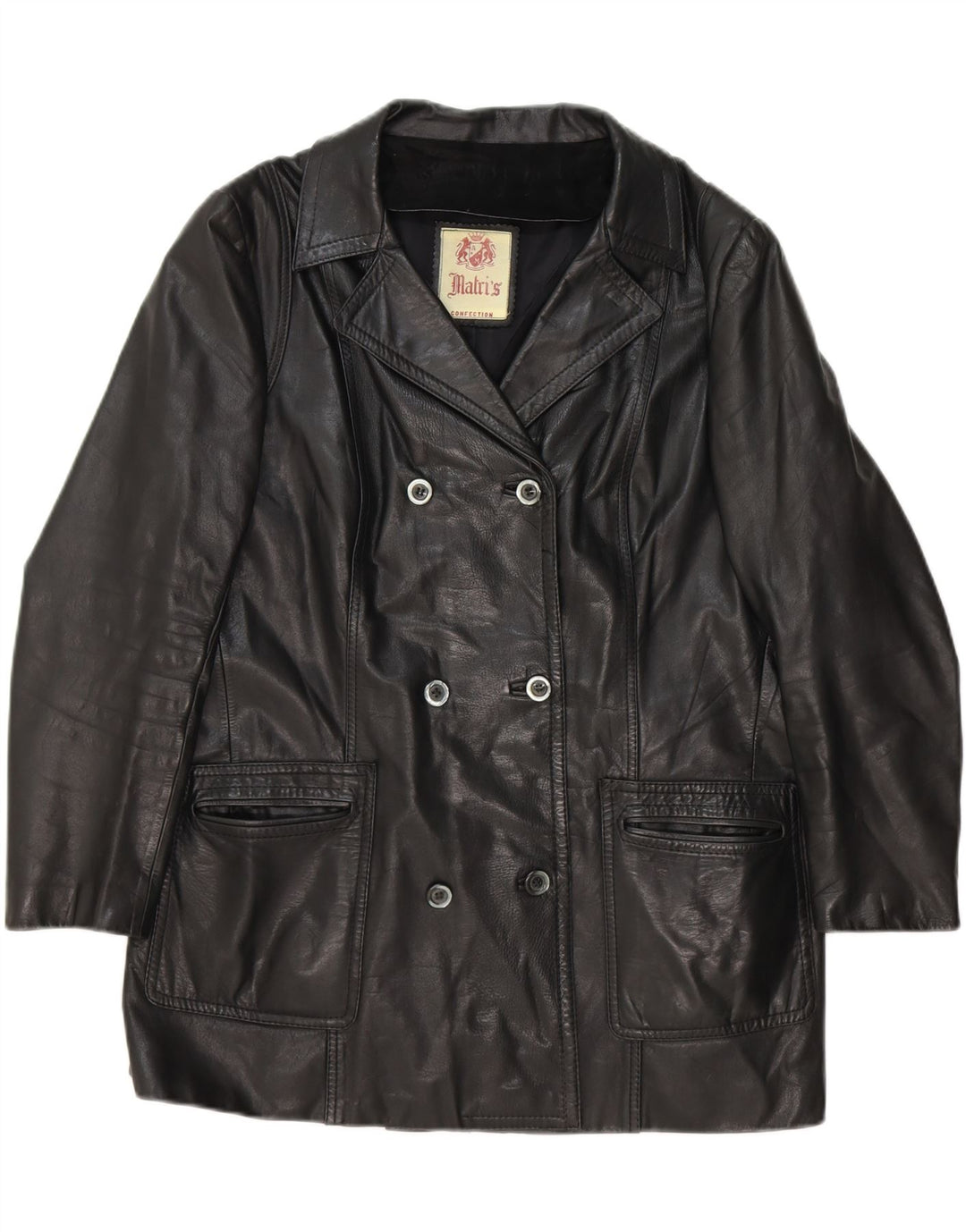 VINTAGE Womens Double Breasted Coat UK 16 Large Black Vintage Vintage and Second-Hand Vintage from Messina Hembry 