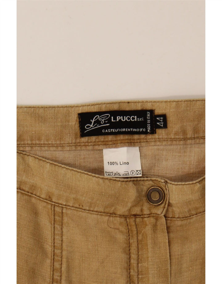 L.PUCCI Womens A-Line Skirt IT 44 Medium W30  Brown Linen Vintage L.Pucci and Second-Hand L.Pucci from Messina Hembry 