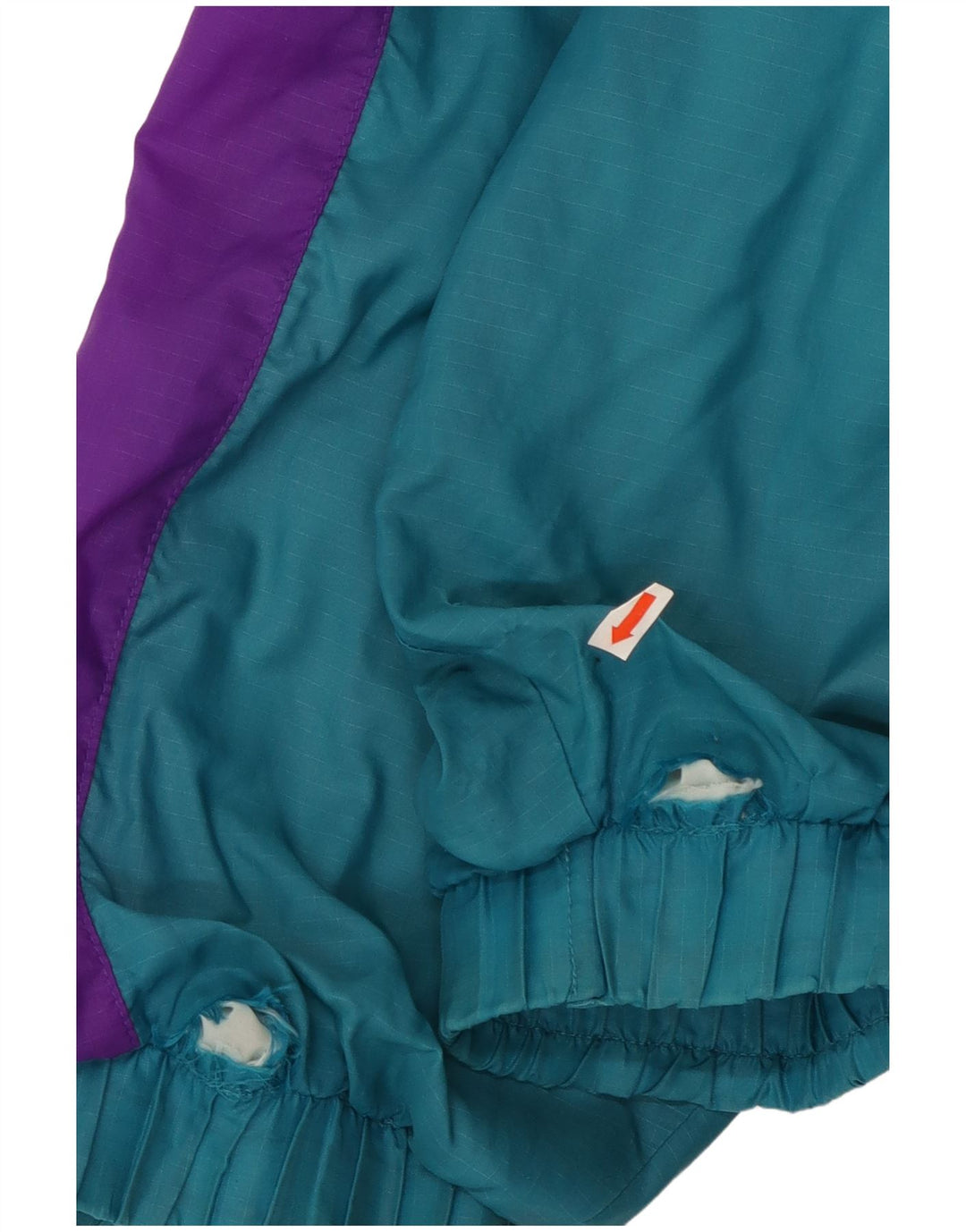 Trening pentru bărbați de epocă, jachetă mare turcoaz colorblock nailon anii 90