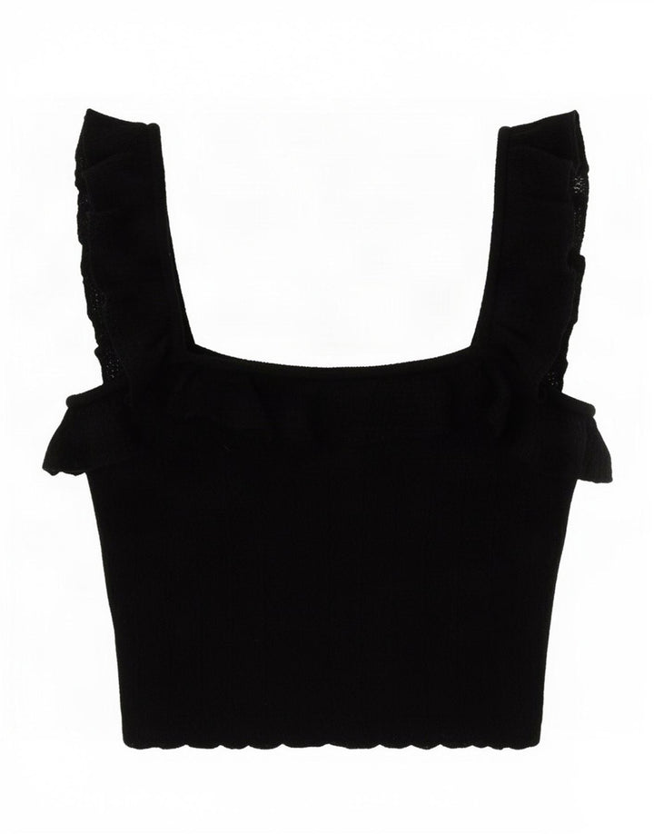Crop Top pentru femei Zara UK 8 Small Black Viscose
