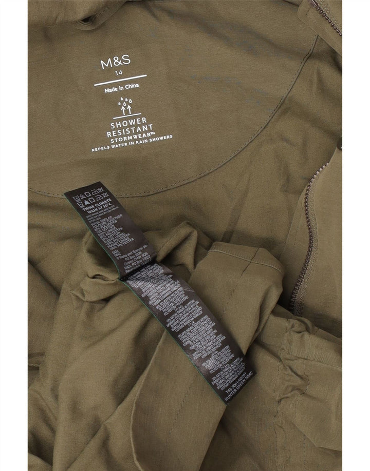 Jachetă de ploaie cu glugă pentru femei Marks & Spencer UK 14, mare, kaki, poliester