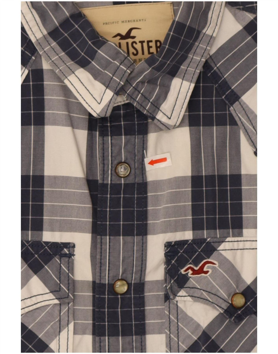 Cămașă Hollister pentru bărbați, mică, din bumbac cu carouri bleumarin