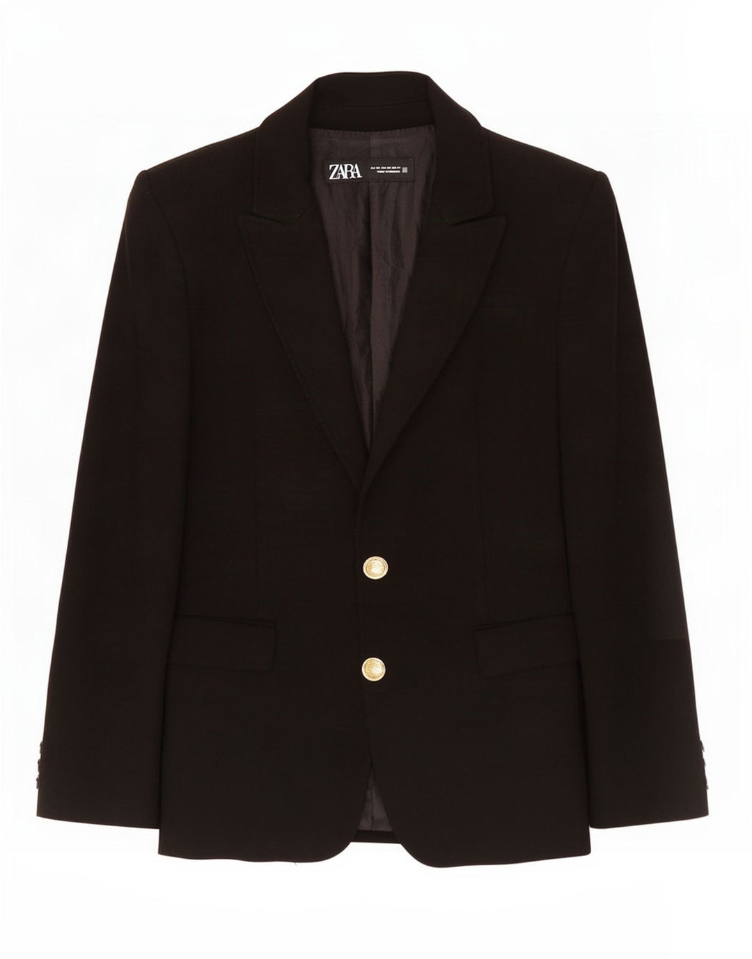 Blazer pentru femei Zara cu 2 nasturi, UK 6 XS, poliester negru