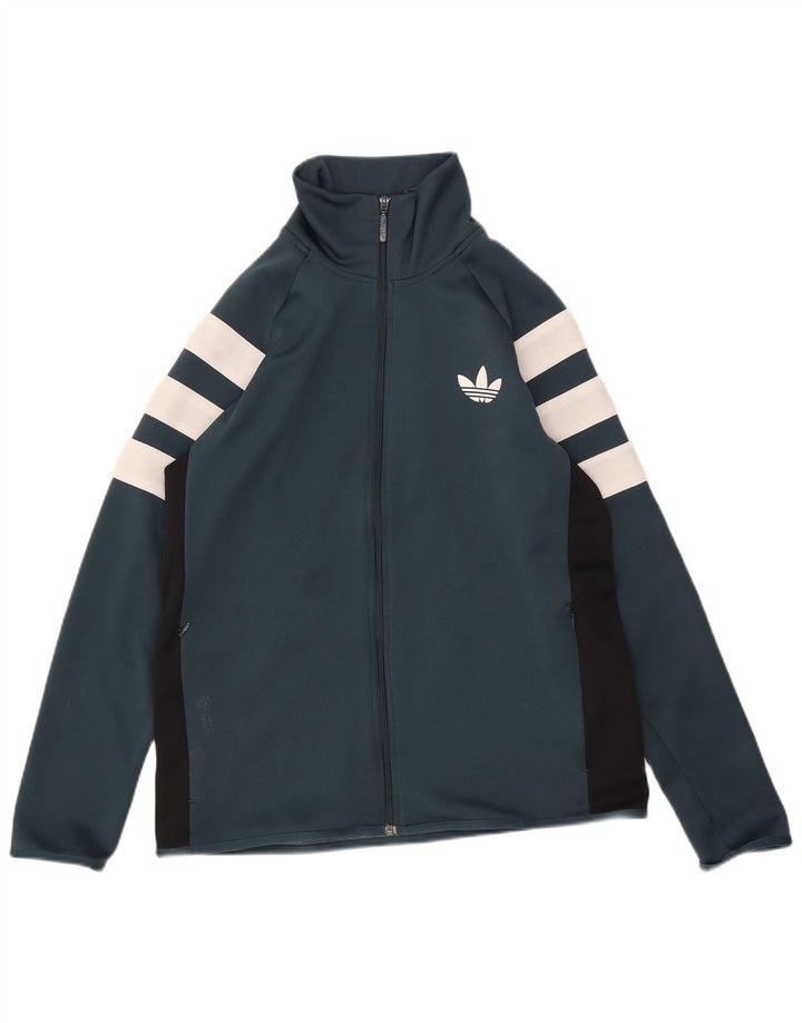 Jachetă de trening pentru bărbați Adidas, verde mare, poliester color bloc