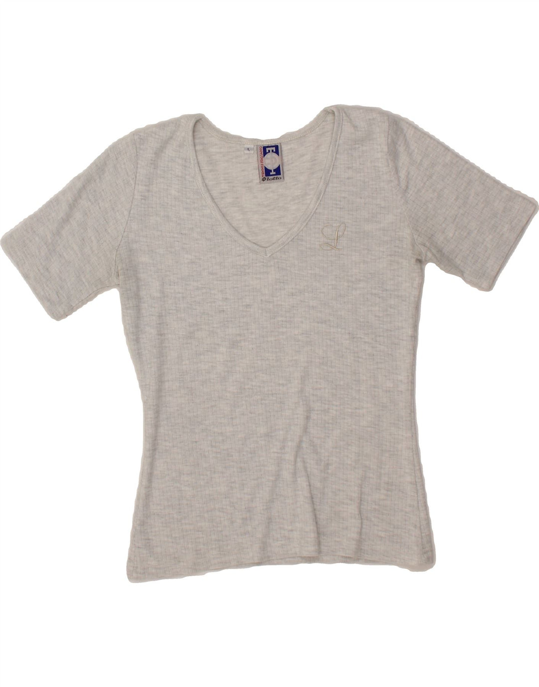 LOTTO Womens T-Shirt Top UK 14 Large Grey Vintage Lotto and Second-Hand Lotto from Messina Hembry 
