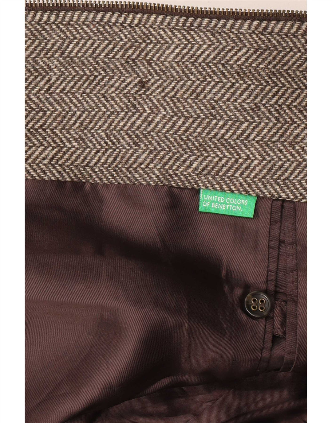 Beneton Mens Blazer Jacket UK 38 Medium Brown Herringbone