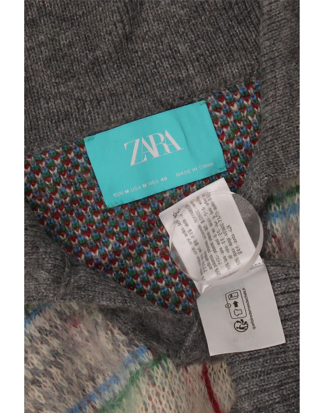 Pulover oversized cu gât polo pentru femei Zara UK 14 Medium Gri
