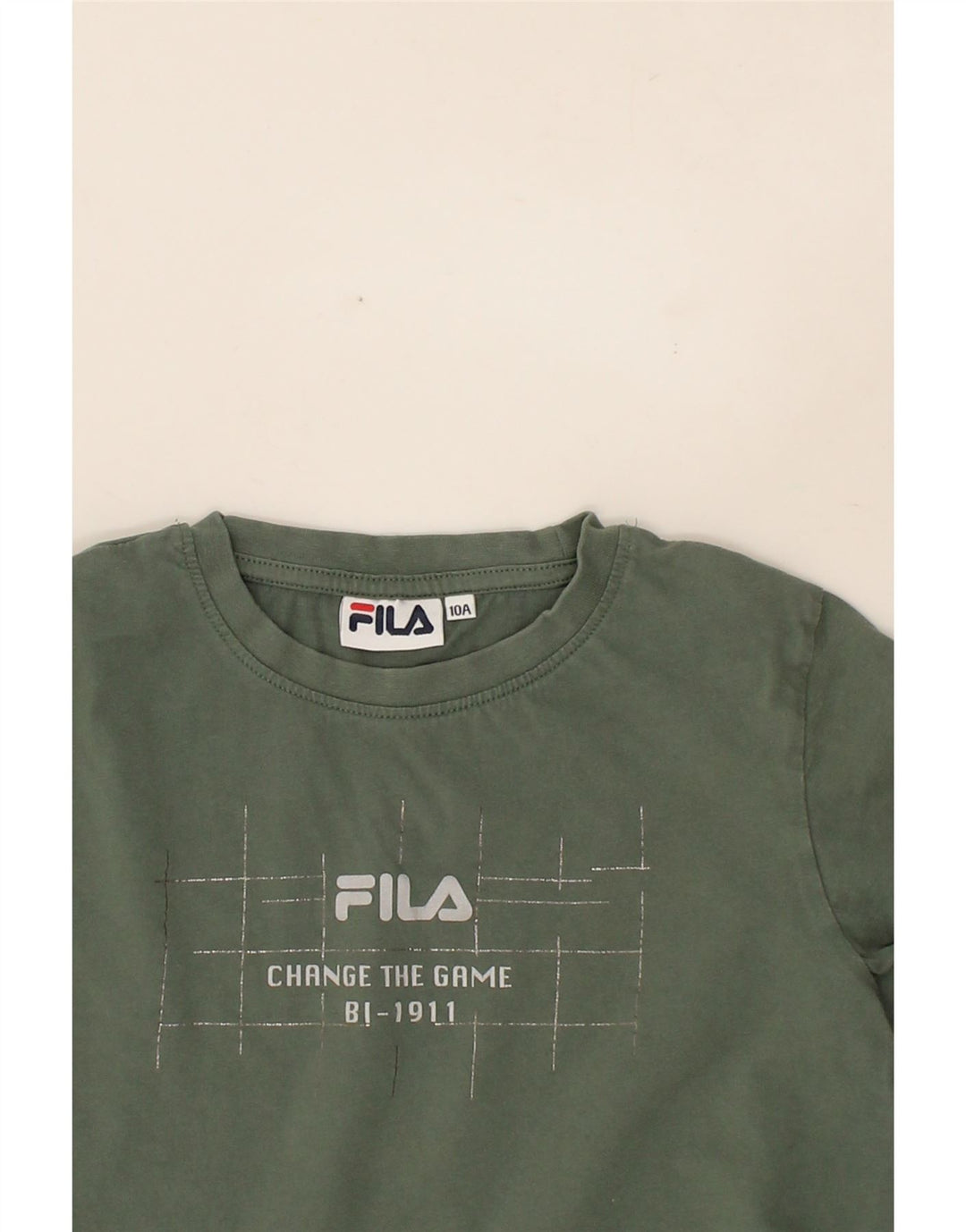 FILA Boys Graphic Top Long Sleeve 9-10 Years  Green Cotton Vintage Fila and Second-Hand Fila from Messina Hembry 